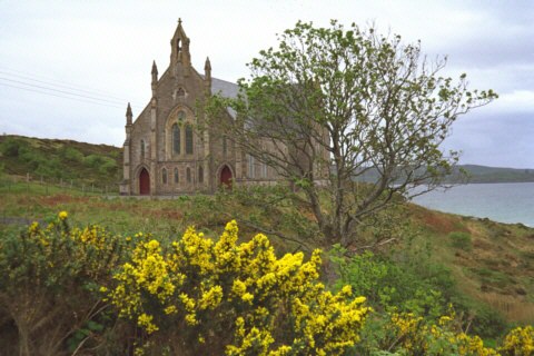 Schottland, Westküste, Kirche, Ginster